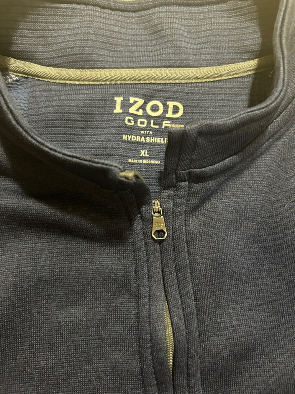 Izod Quarter-Zip Pullover in Navy with Gold Trim